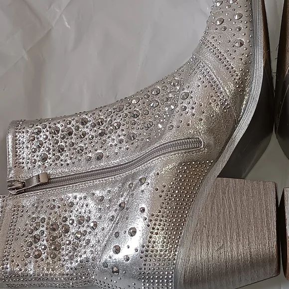 Silver Rhinestone Ankle Boots - Picture 5 of 6